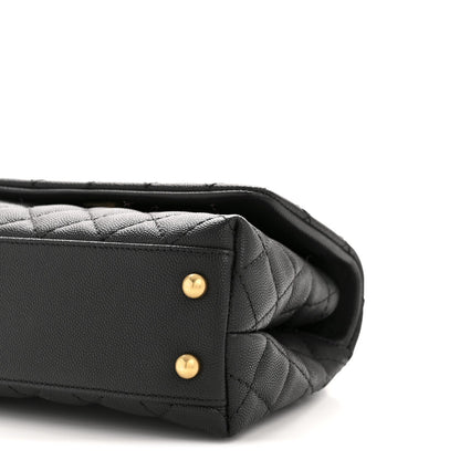 Caviar Quilted Mini Coco Handle Flap Black