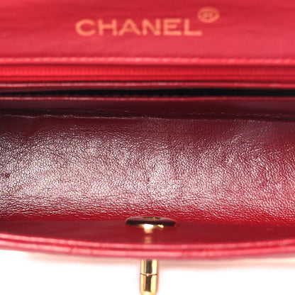 Lambskin Quilted Mini Square Flap Red