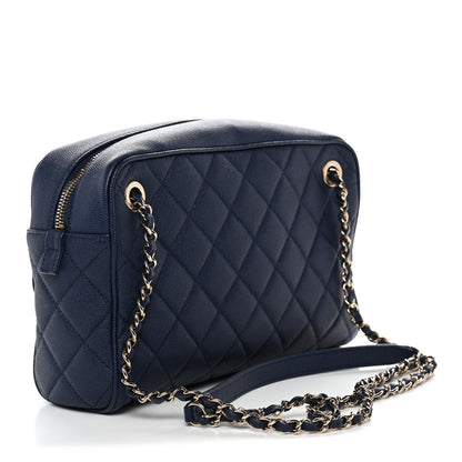 Caviar Quilted Large In & Out Camera Case Navy