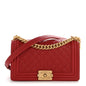 Lambskin Quilted Medium Boy Flap Red