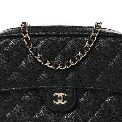 Caviar Quilted Chain Camera Bag Black