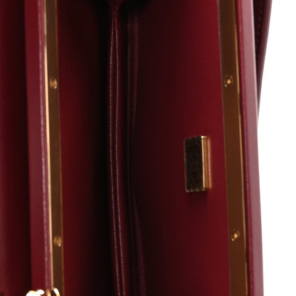 Calfskin Crocodile Embossed Clutch Burgundy