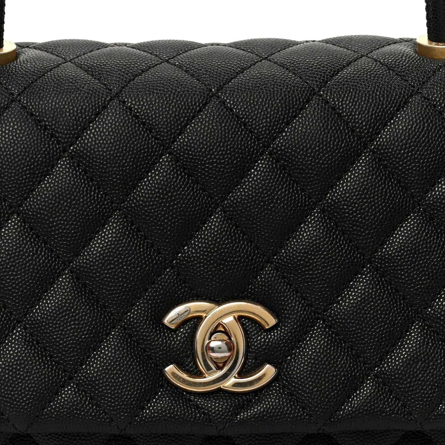 Caviar Quilted Small Coco Handle Flap Black