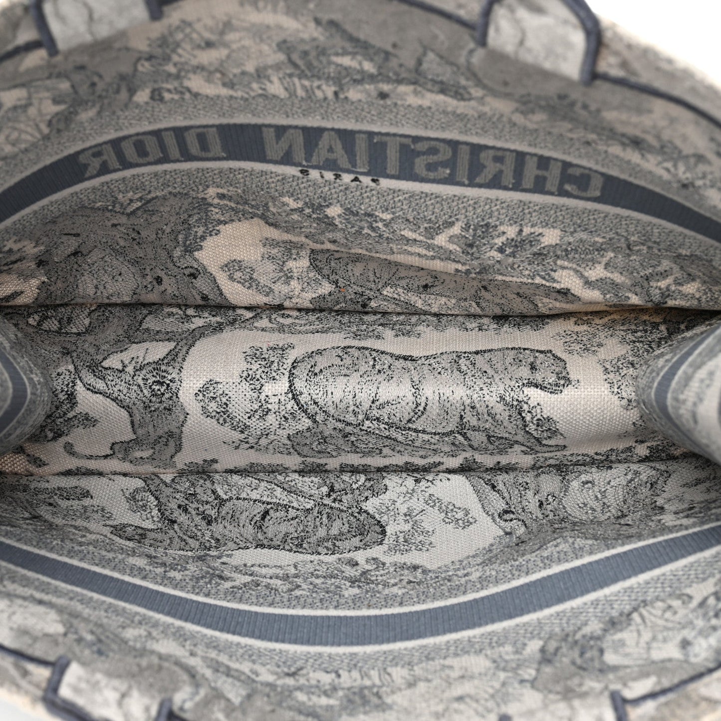 Gradient Canvas Embroidered Large Dioriviera Toile De Jouy Book Tote Blue