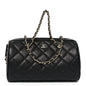 Caviar Quilted Barrel Clutch With Chain Black