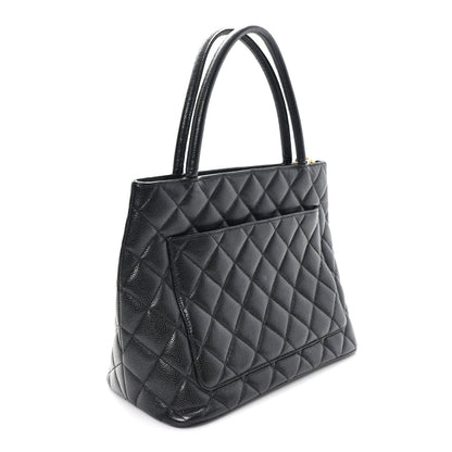 Caviar Quilted Medallion Tote Black