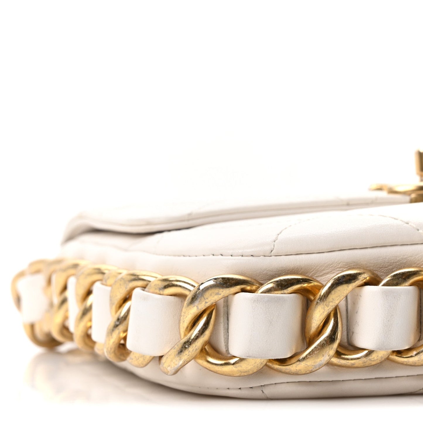 Calfskin Quilted Small Framing Chain Flap Bag White