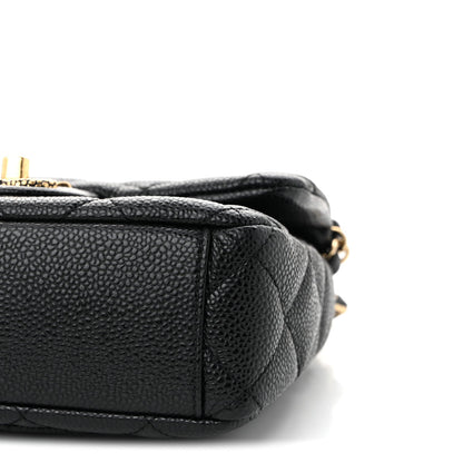 Grained Lambskin Quilted Mini Flap Black