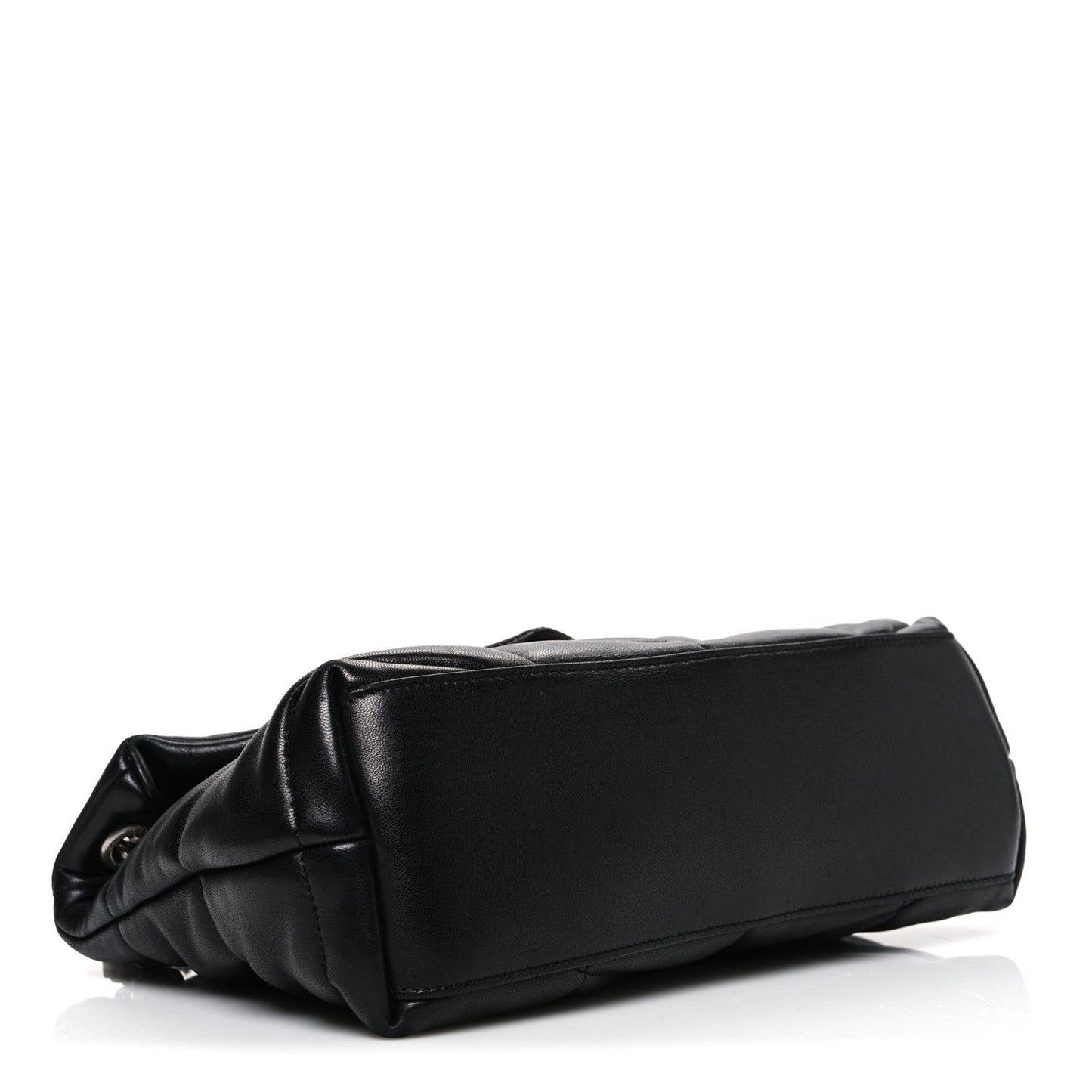 Lambskin Quilted Small Loulou Puffer Monogram Chain Satchel Black