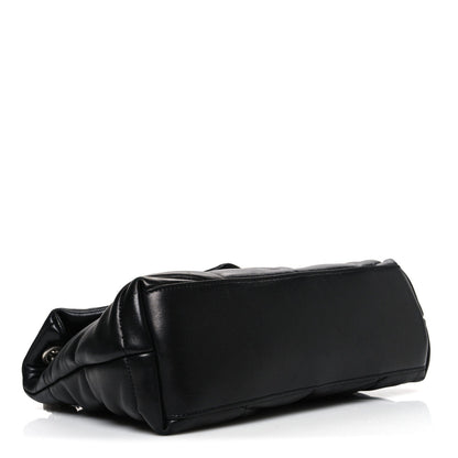 Lambskin Quilted Small Loulou Puffer Monogram Chain Satchel Black