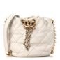 Calfskin Quilted Pearl Mini About Pearls Drawstring Bucket Bag  White