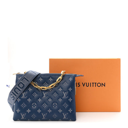 Lambskin Embossed Monogram Coussin PM Denim Blue