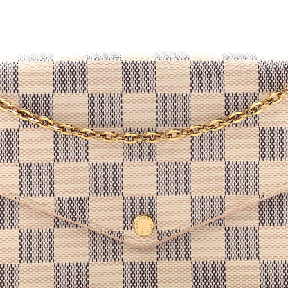 Damier Azur Pochette Felicie Chain Wallet Rose Ballerine
