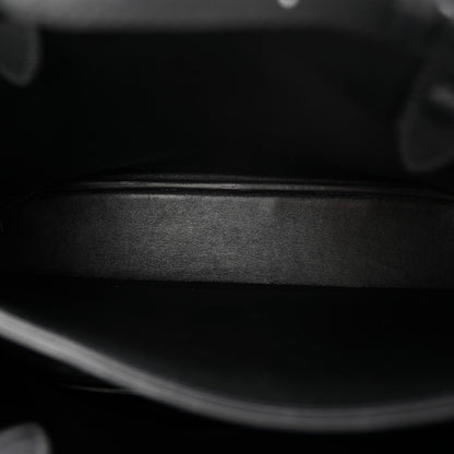Soft Grain Calfskin Small Double Belt Tote Black