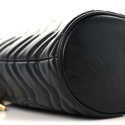 Calfskin Matelasse Mini GG Marmont 2.0 Bucket Bag Black