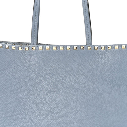 Grained Calfskin Rockstud Shoulder Tote Niagara