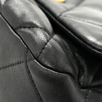Lambskin Plexiglass Quilted Coco Love Flap Black