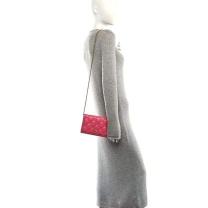 Calfskin GG Matelasse Chain Wallet Rhodamine Pink