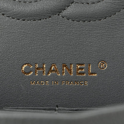 Caviar Quilted Medium Double Flap Grey