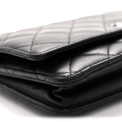 Lambskin Quilted Wallet On Chain WOC Black