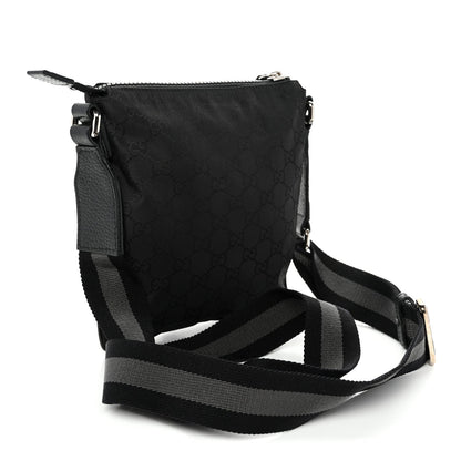 Nylon Monogram Mini Flat Messenger Bag Black
