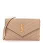Grain De Poudre Matelasse Chevron Monogram Envelope Chain Wallet Dark Beige