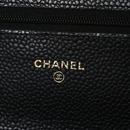 Caviar Quilted Wallet on Chain WOC Black