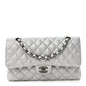 Metallic Caviar Quilted Medium Double Flap Silvery