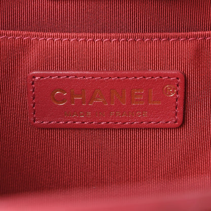 Calfskin Quilted Small CC Chain Accordion Tote Red