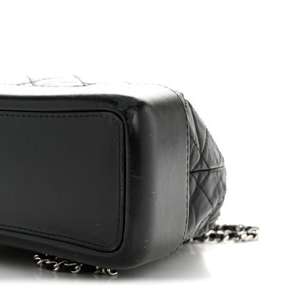 Aged Calfskin Quilted Small Gabrielle Backpack Black