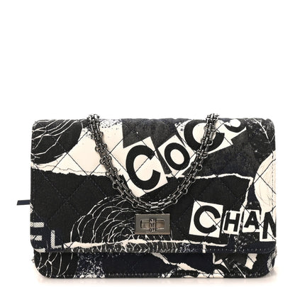 Canvas Printed Quilted 2.55 Reissue Wallet On Chain WOC White Black Navy Blue