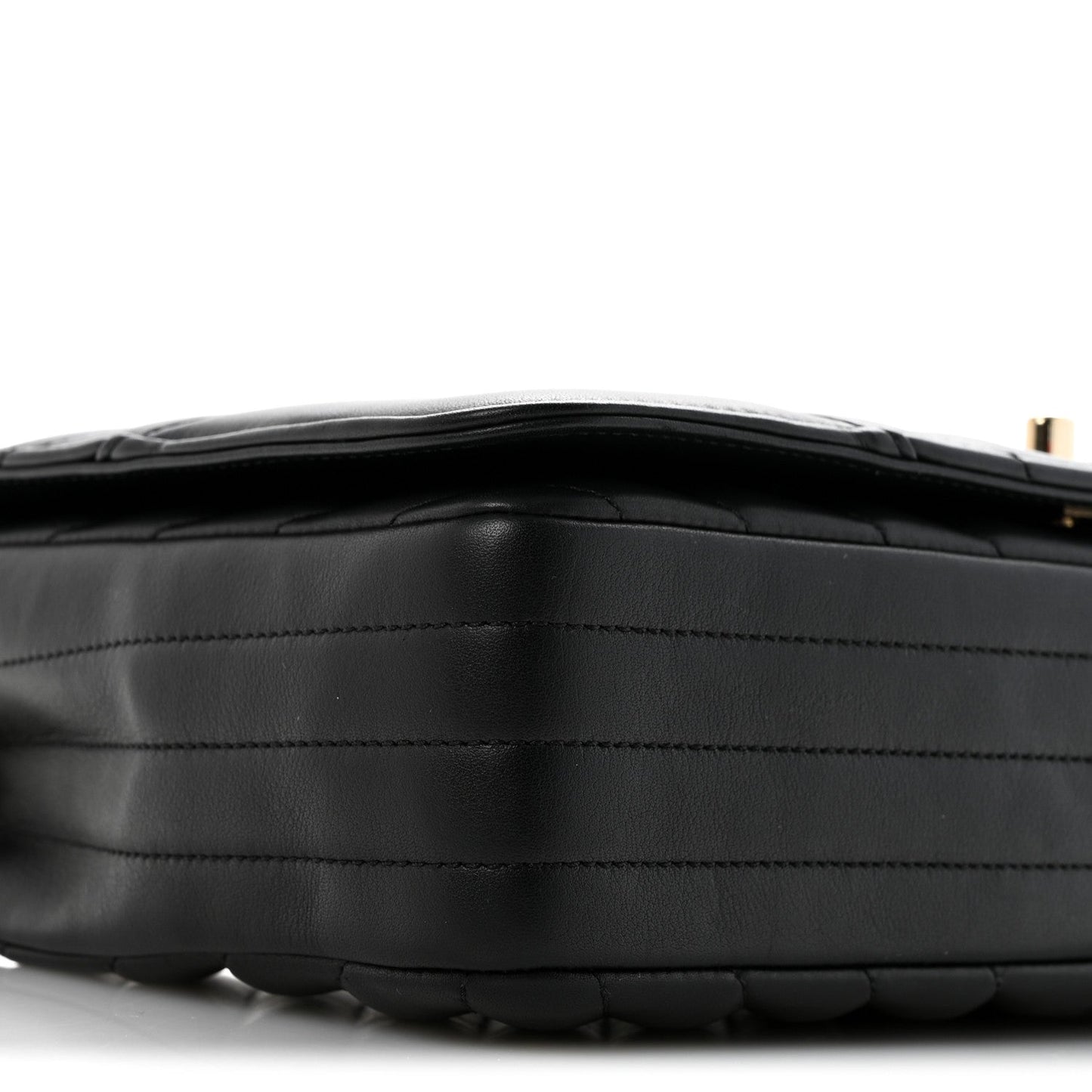 Calfskin Chevron Quilted Large Statement Flap Black