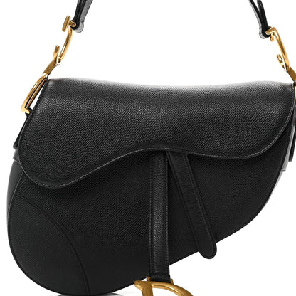 Grained Calfskin Saddle Bag Black