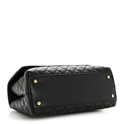 Caviar Quilted Small Coco Handle Flap Black