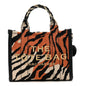 Cotton Canvas Zebra Tiger Print Mini The Traveler Tote Bag