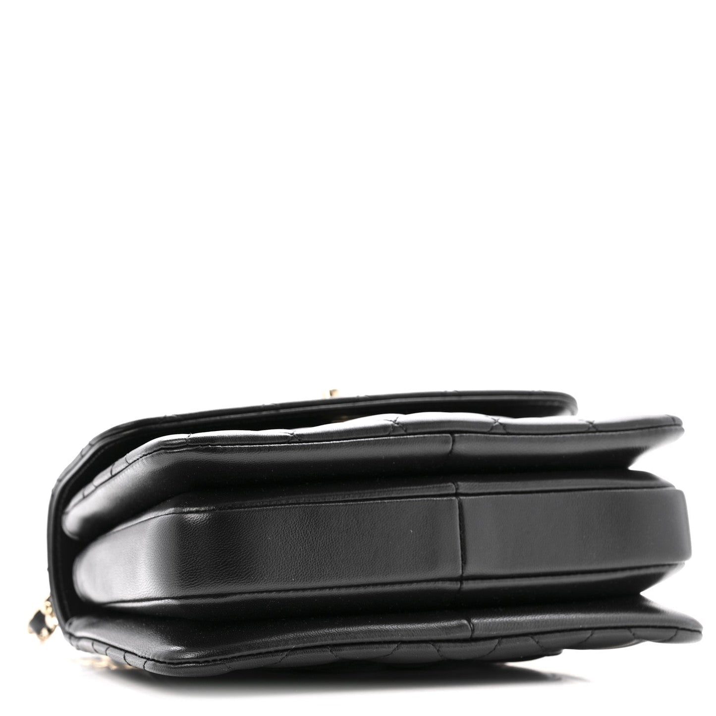 Lambskin Crystal Quilted Mini Trendy CC Dual Handle Flap Bag Black