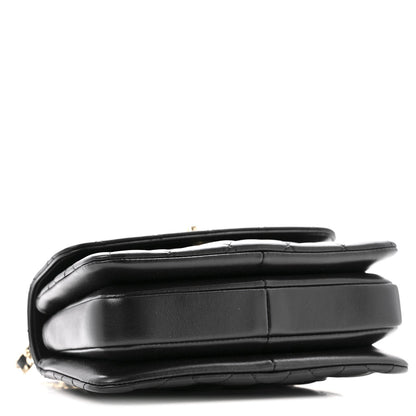 Lambskin Crystal Quilted Mini Trendy CC Dual Handle Flap Bag Black