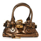 Metallic Calfskin Small Paddington Satchel Golden Brown