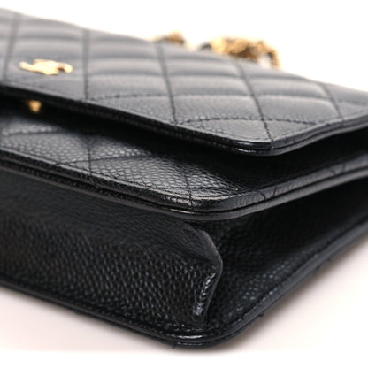 Caviar Quilted Wallet on Chain WOC Black