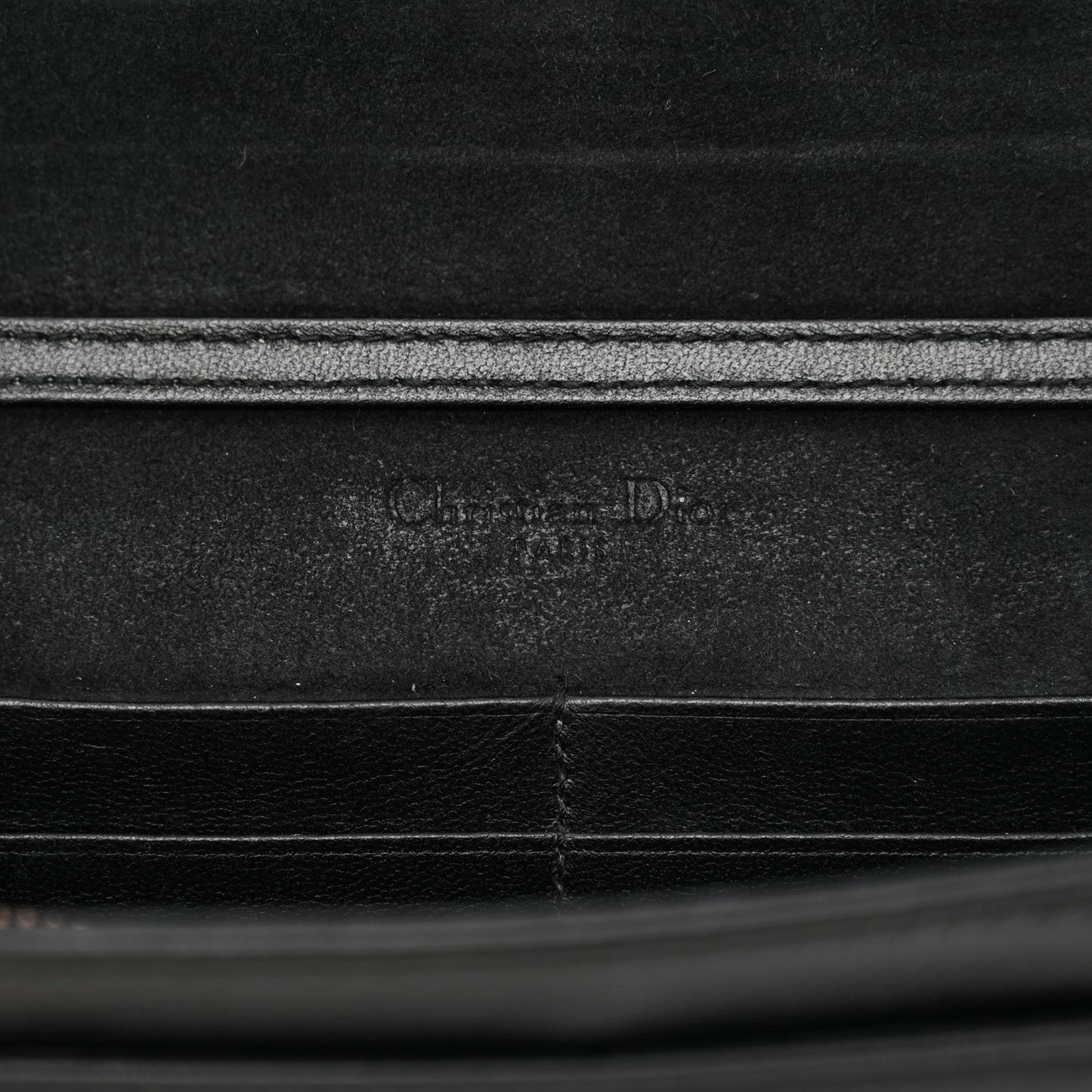 Calfskin Studded Diorama Wallet on Chain Pouch Black