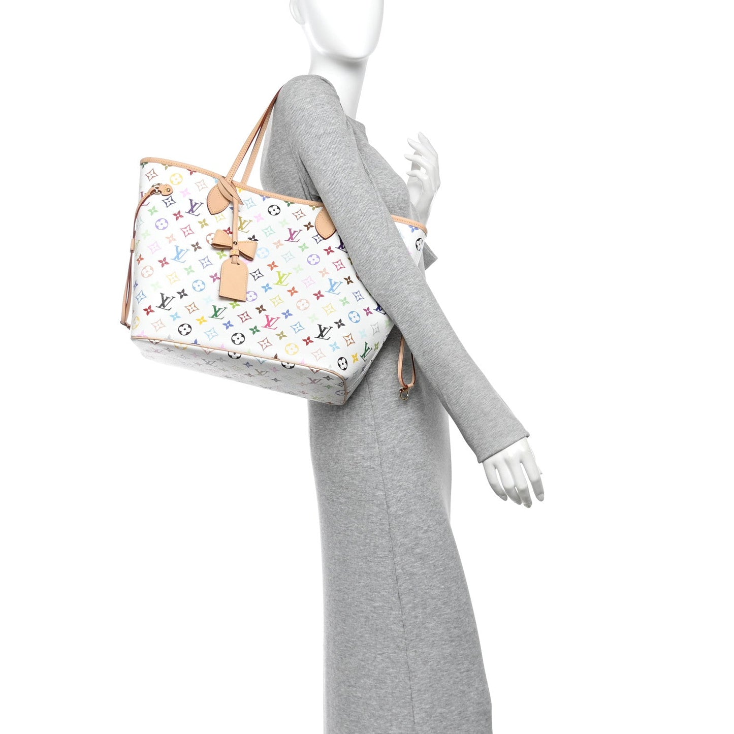 LV X TM Monogram Multicolor Neverfull MM White
