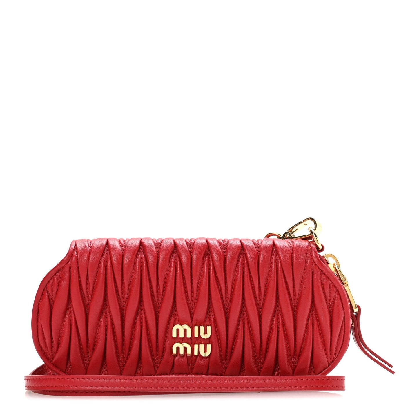 Nappa Matelasse Clutch With Strap Red