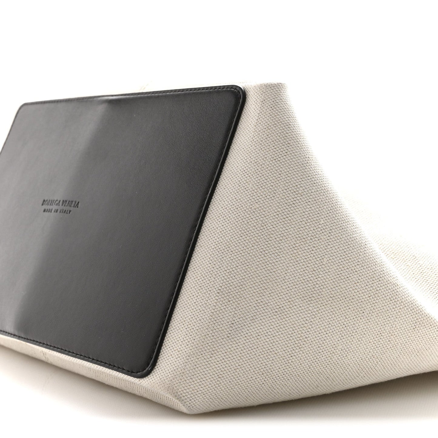 Canvas Mix Nappa Intrecciato Medium Flip Flap Tote Natural Fondant