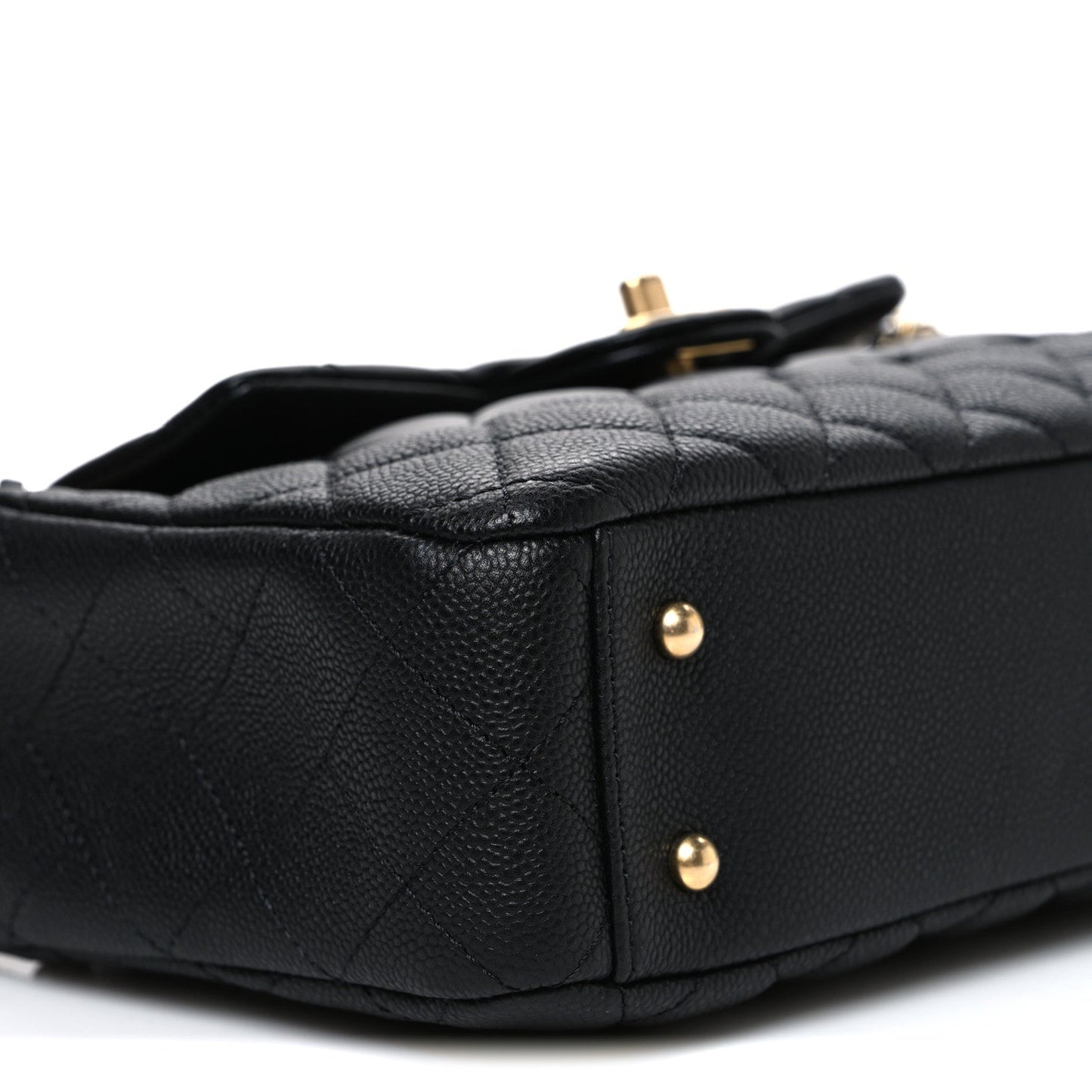 Caviar Calfskin Quilted Small Top Handle Flap Black