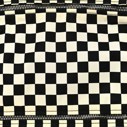 Nylon Checker Print Large Pandora Black White