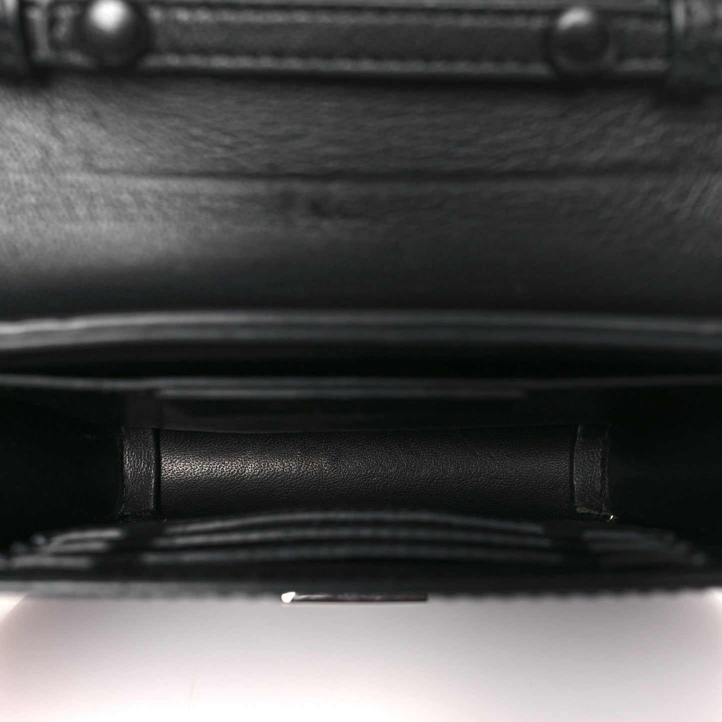 Calfskin Bow Cut Chain Wallet Black