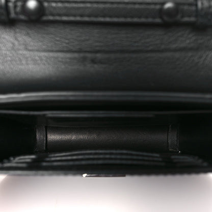 Calfskin Bow Cut Chain Wallet Black