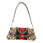 Monogram Textured Dollar Calfskin Heavy Grosgrain Web Small Maxi Horsebit Chain Shoulder Bag Beige Ebony New Acero