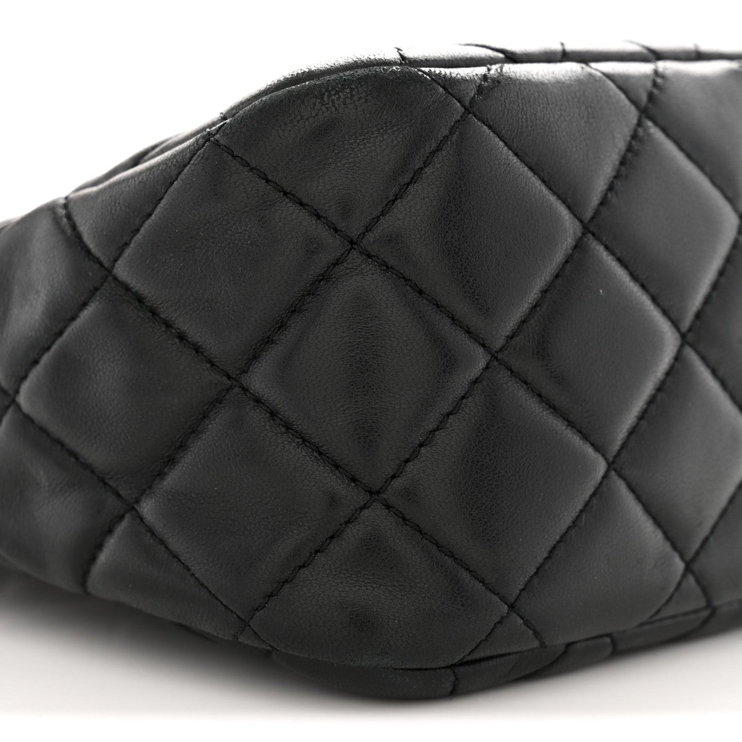Lambskin Quilted Small Pearl Crush Hobo Black