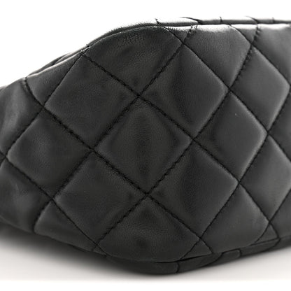 Lambskin Quilted Small Pearl Crush Hobo Black